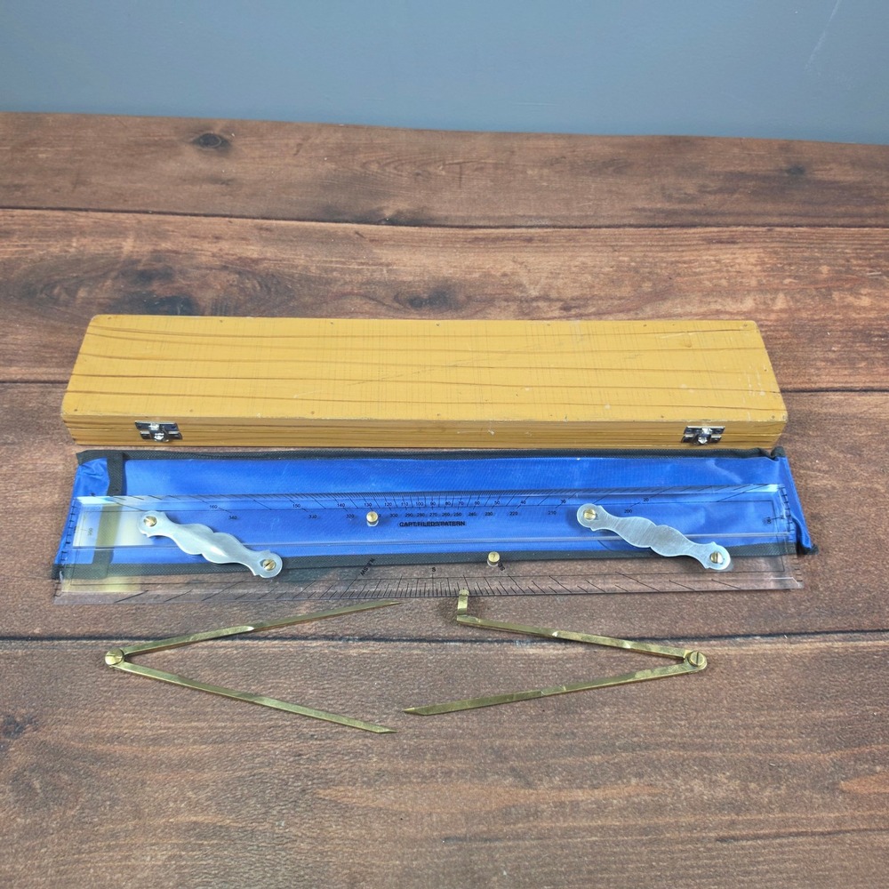 Capt Fields Pattern Parallel Rule & Brass Dividers Set Gold Good Nautical Tools